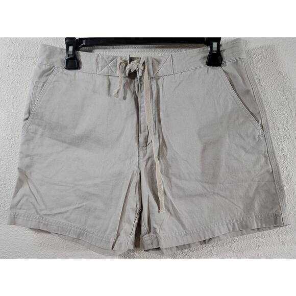 DKNY Tan Beige Flat Front Khaki Shorts Medium Lightweight Soft Drawstring Pocket - Picture 1 of 4